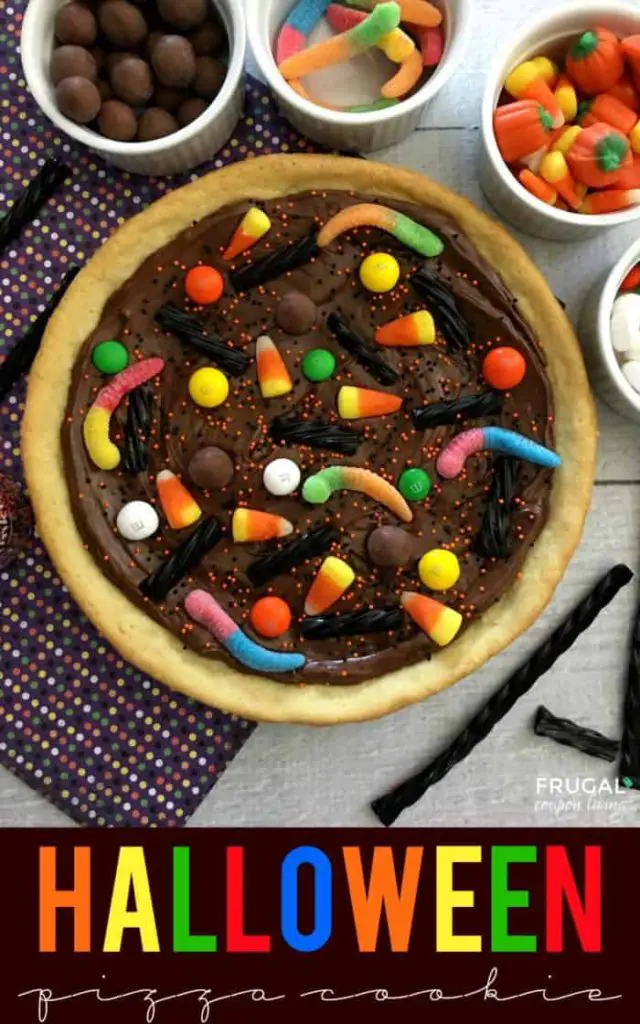 Candy Pizza Cookie with Leftover Halloween Candy