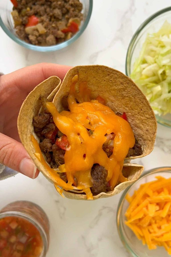 Mini Beef Tacos in a Tortilla Cup