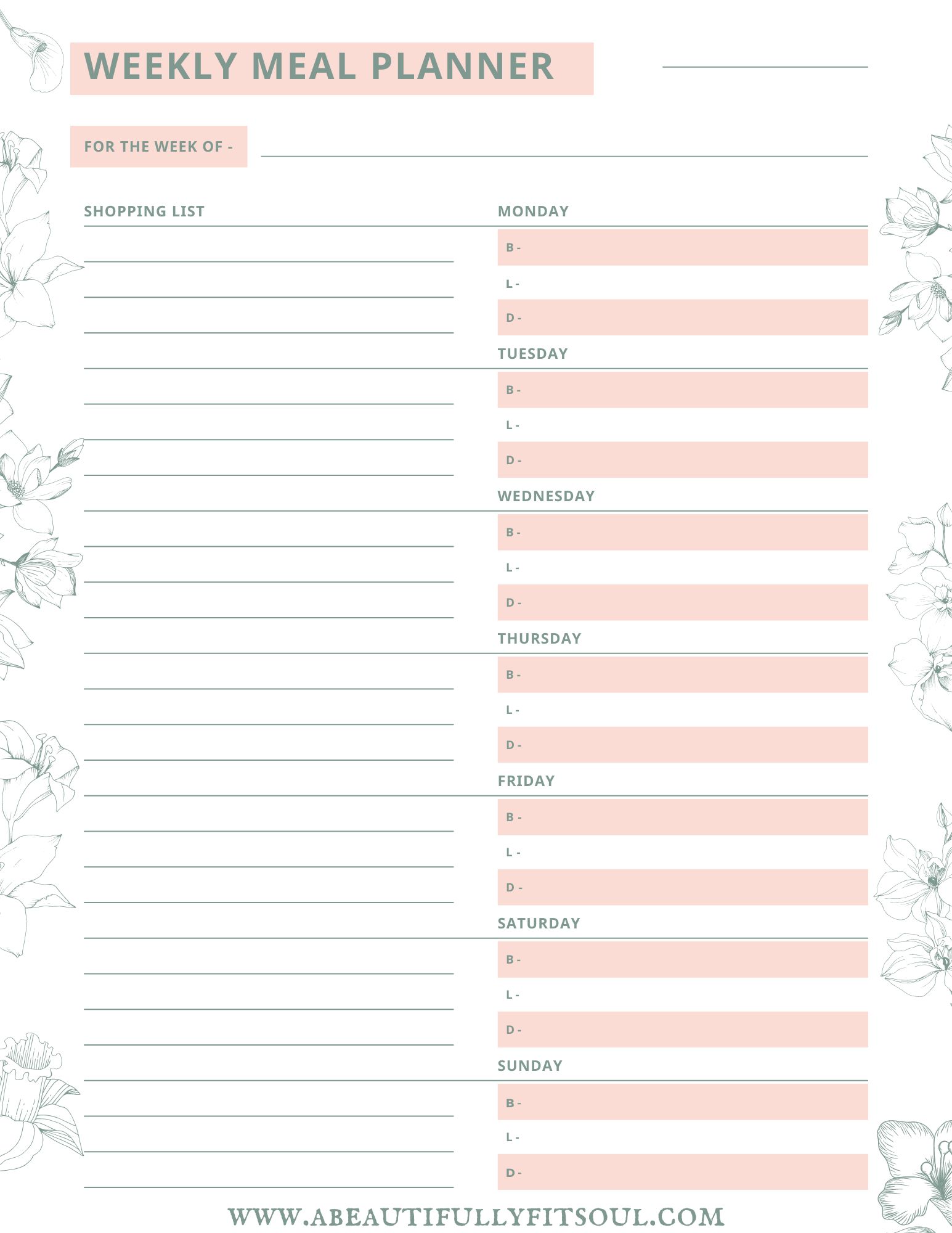 Free Meal Planner Printable - A Beautifully Fit Soul