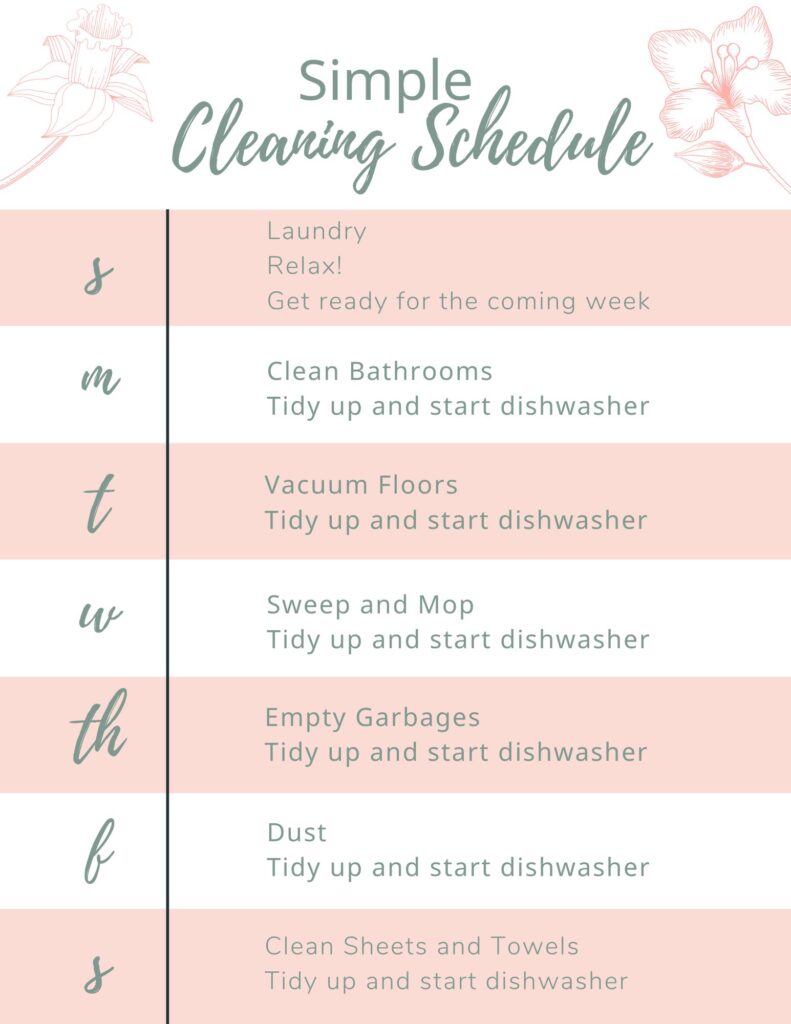 cleaning schedule for a working mom